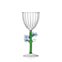 Verre optique à pied fleur bleu clair